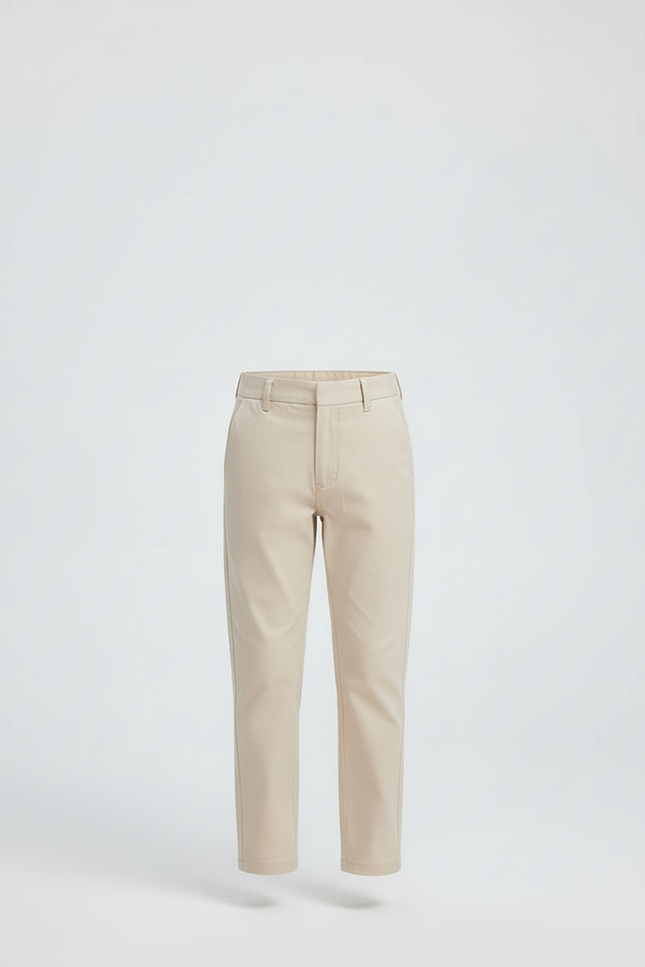 Pantalon Beige Coton Droit Garçon Élégant Classique - vue 3