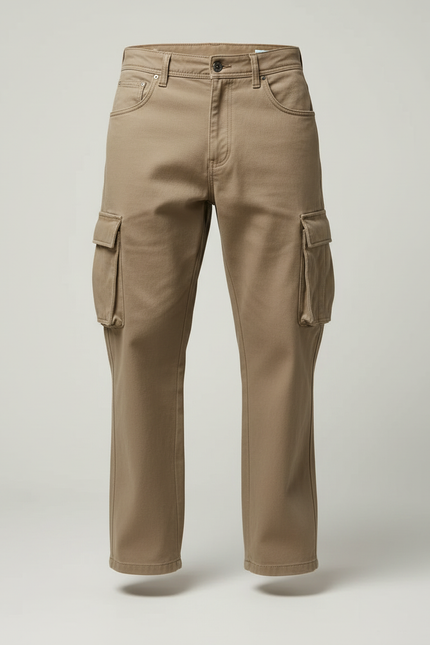 Pantalon Beige Cargo Ample Droit Homme Coton - vue 3