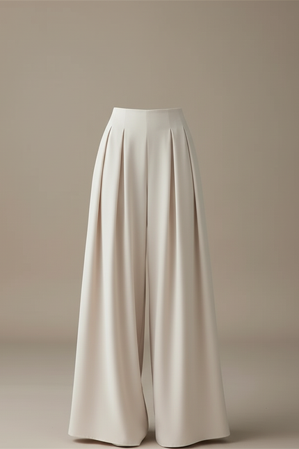 Pantalon Beige Fluide Ample Plissé Élégant Décontracté - Polyester - vue 3