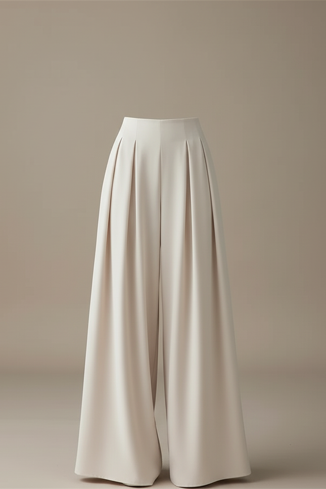 Pantalon Beige Fluide Ample Plissé Élégant Décontracté - Polyester - vue 3