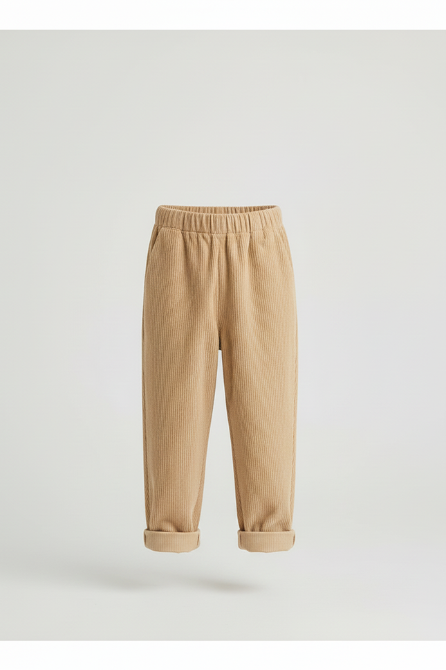 Pantalon Beige Côtelé Ample Enfant Quotidien - Cordé - vue 3