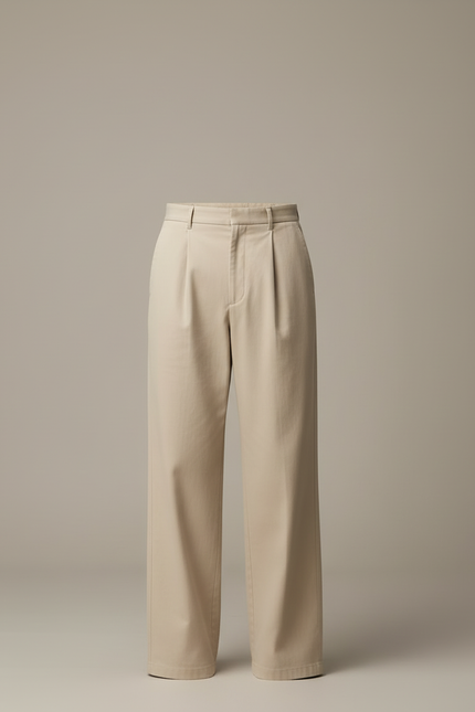 Pantalon Beige Coton Ample Droit Homme - vue 3