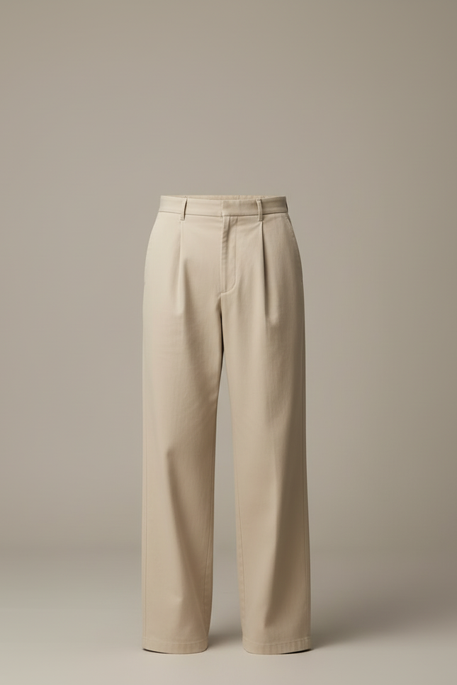 Pantalon Beige Coton Ample Droit Homme - vue 3
