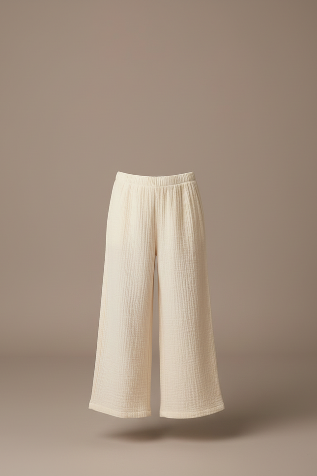 Pantalon Beige Gaze Coton Ample Confortable Fille - vue 3