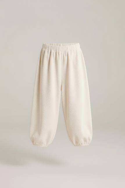 Pantalon Beige Côtelé Ample Élastique Enfant - Cordé - vue 3