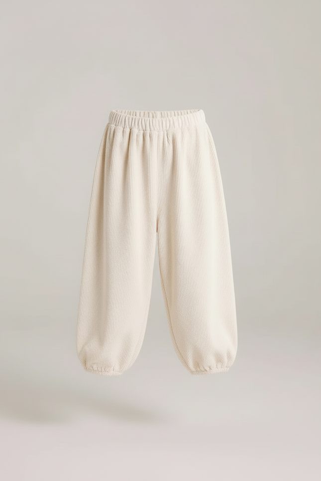 Pantalon Beige Côtelé Ample Élastique Enfant - Cordé - vue 3