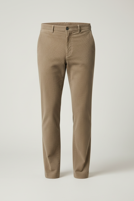 Pantalon Beige Côtelé Droit Homme Élégant - Cordé - vue 3