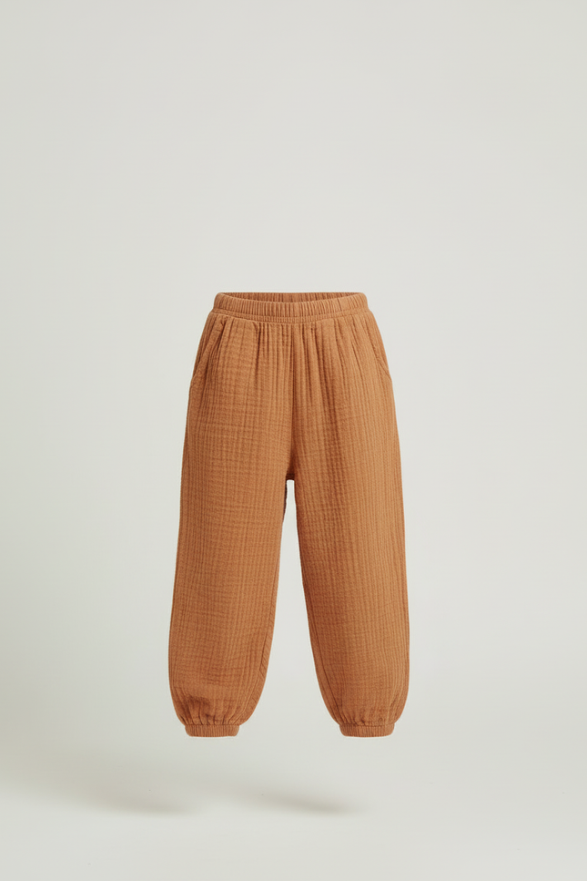 Pantalon Beige Coton Ample Confort Enfant - Orange - vue 3