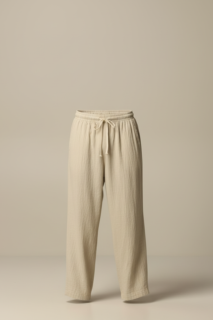 Pantalon Beige Coton Droit Confortable Homme Décontracté - Lin - vue 3