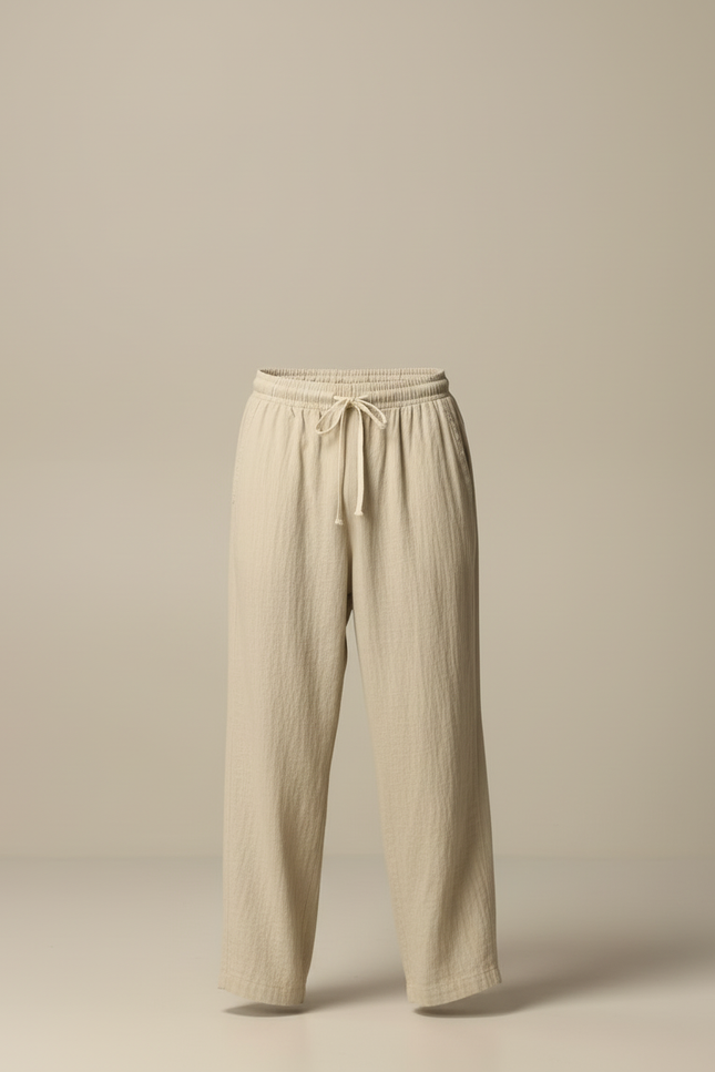 Pantalon Beige Coton Droit Confortable Homme Décontracté - Lin - vue 3