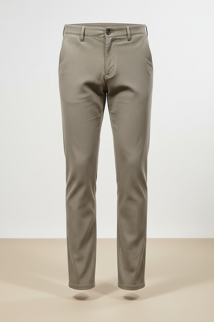 Pantalon Beige Homme Slim Motif Discret Hiver Élégant - Kaki Tweed - vue 3