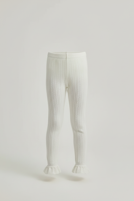 Pantalon Beige Tricoté Évasé Fille Mignon - Maille - vue 3