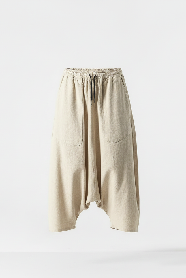 Pantalon Beige Ample Coton Lin Homme - vue 3