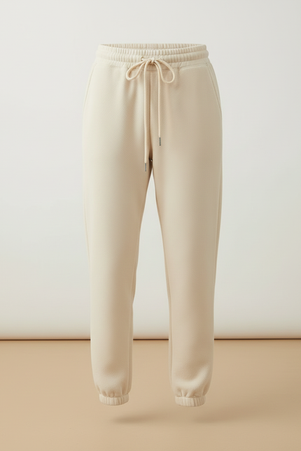 Pantalon Beige Molletonné Cordon Décontracté Confortable - vue 3