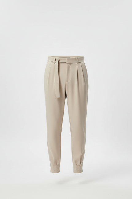 Pantalon Beige Avec Ceinture - Polyester - vue 3