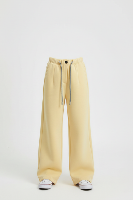 Pantalon Beige Ample Cordon Enfant Décontracté Doux - Jaune Molleton - vue 3