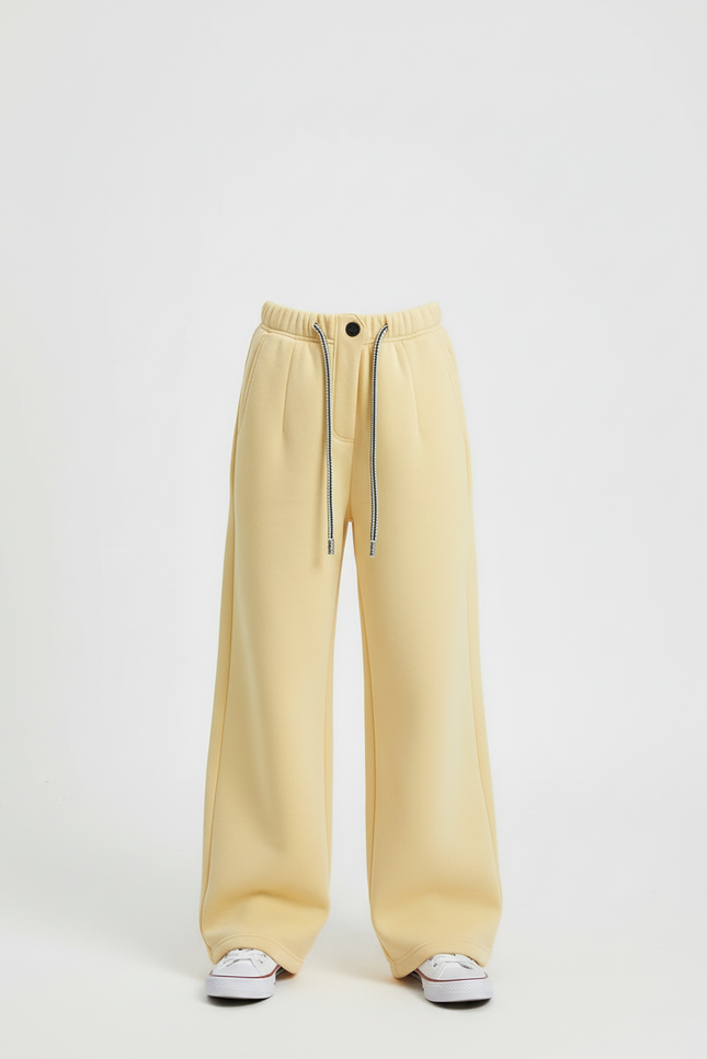 Pantalon Beige Ample Cordon Enfant Décontracté Doux - Jaune Molleton - vue 3
