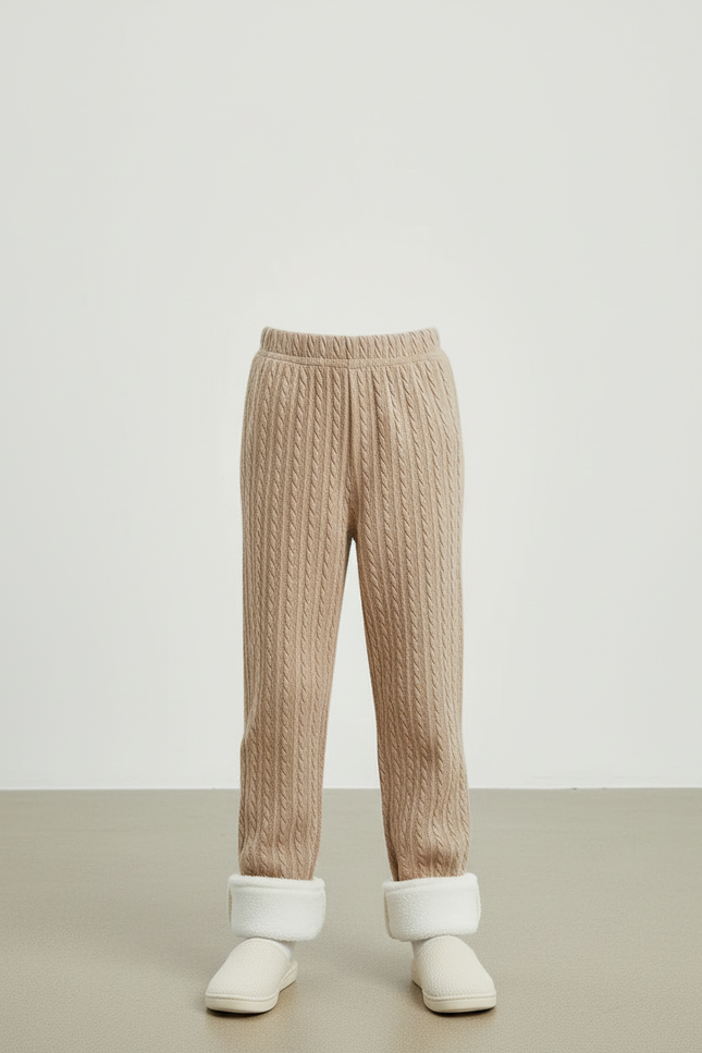 Pantalon Beige Fille Tricoté Jacquard Chaud - Maille - vue 3