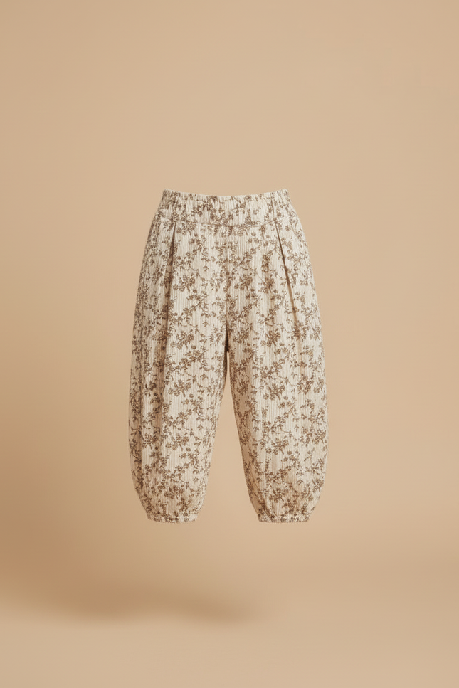 Pantalon Baggy Beige - Imprimé Cordé - vue 3