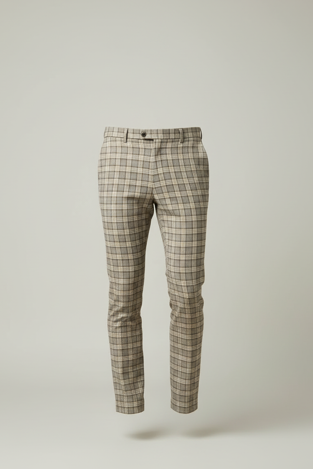Pantalon Carreaux Homme Beige - Polyester - vue 3