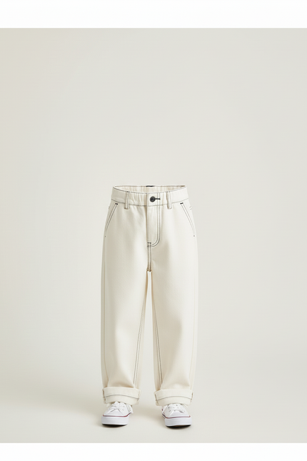 Pantalon Beige Coton Ample Décontracté Enfant - Toile - vue 3