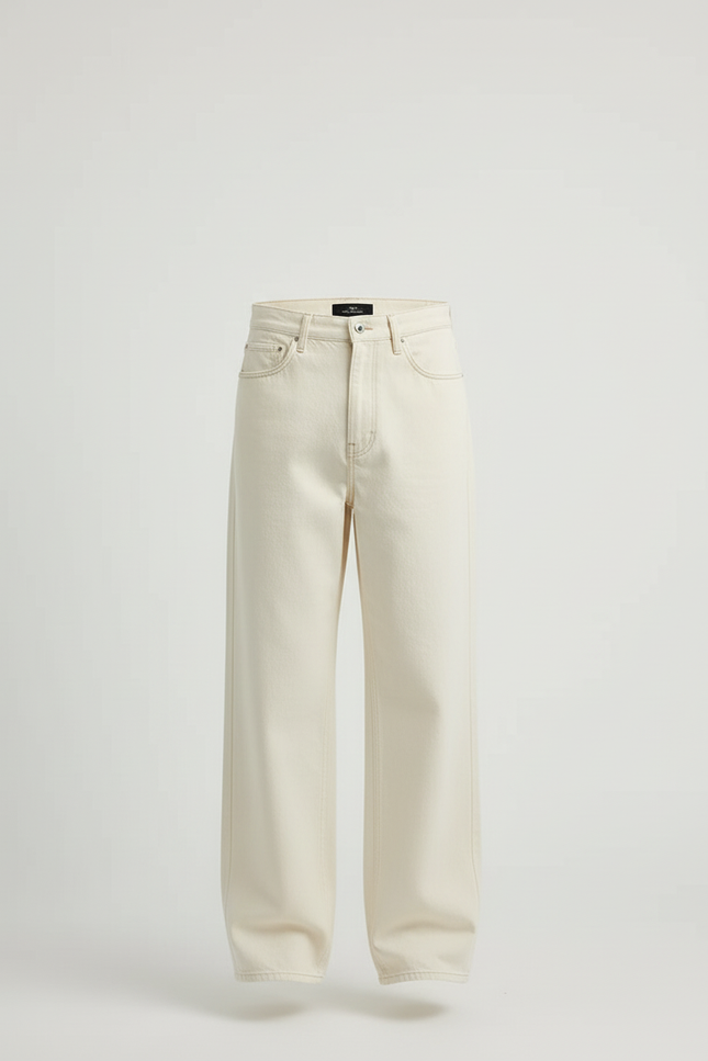 Pantalon Beige Denim Ample Streetwear Homme - Jean - vue 3