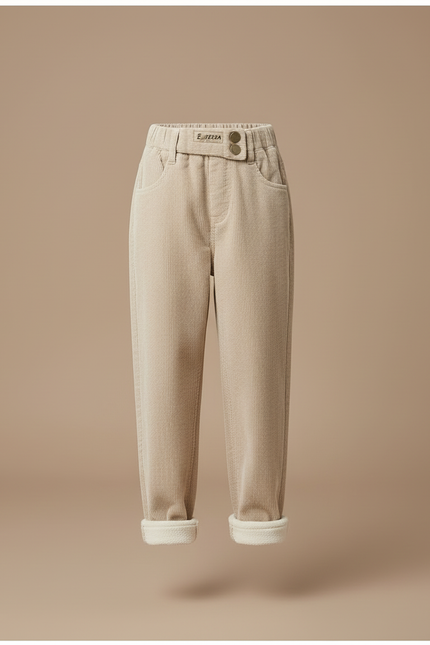 Pantalon Beige Côtelé Ample Doublé Chaud Enfant - Cordé - vue 3