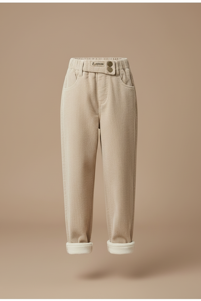 Pantalon Beige Côtelé Ample Doublé Chaud Enfant - Cordé - vue 3