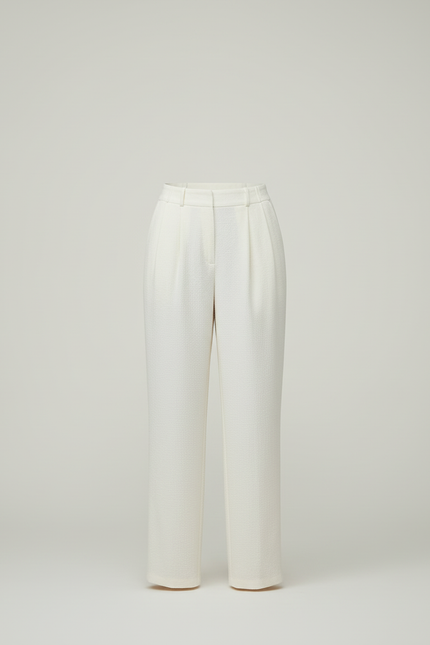 Pantalon Beige Crème Ample Plissé Décontracté Femme - Coton - vue 3