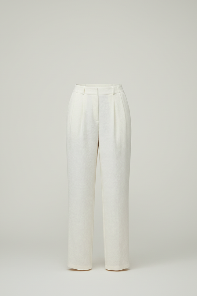 Pantalon Beige Crème Ample Plissé Décontracté Femme - Coton - vue 3