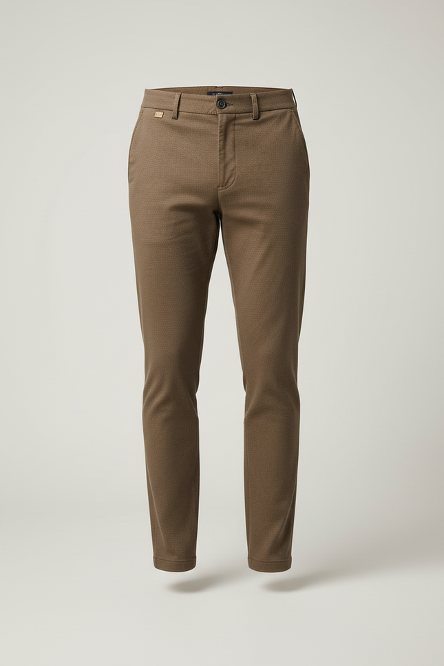 Pantalon Beige Homme Chino Slim Décontracté Élégant - Kaki Gabardine - vue 3