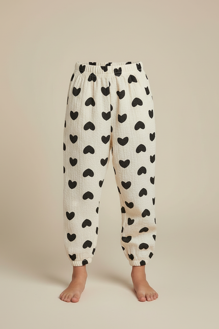 Pantalon Beige Coeur Noir Ample Confortable Enfant - Coton - vue 3