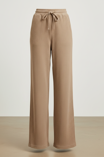 Pantalon Beige Côtelé Ample Décontracté Fluide - Cordé - vue 3
