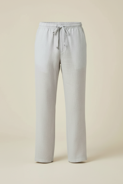 Pantalon Beige Coton Lin Ample Décontracté Confortable - Gris - vue 3