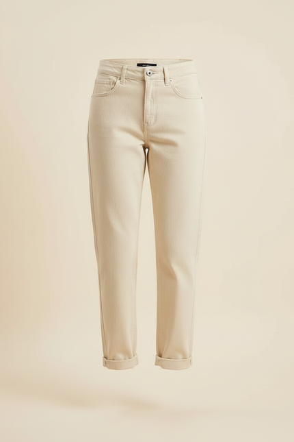Pantalon Beige Jean Droit Ample Décontracté Femme - vue 3
