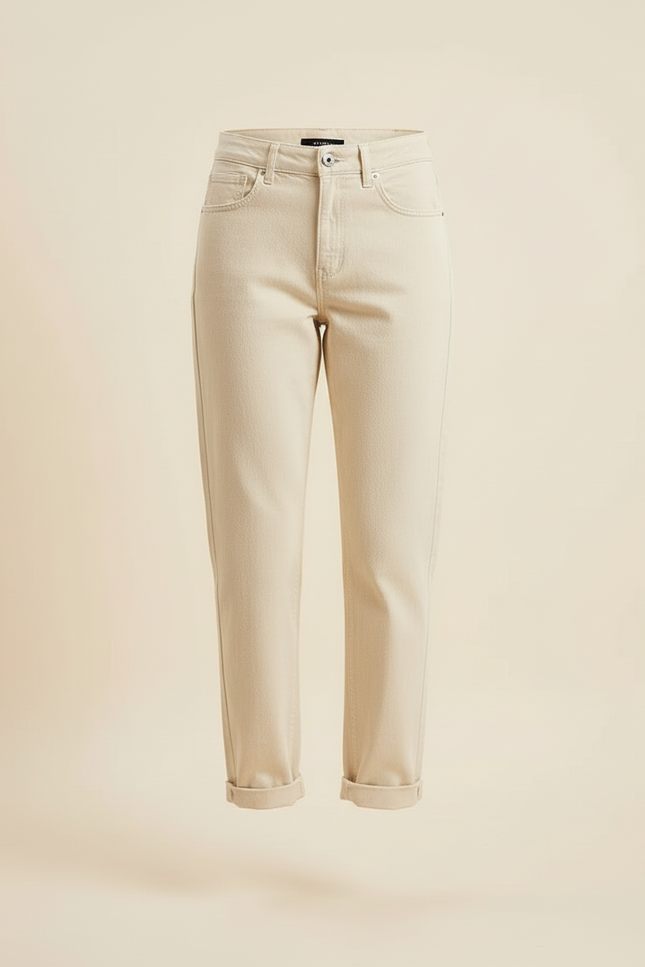 Pantalon Beige Jean Droit Ample Décontracté Femme - vue 3