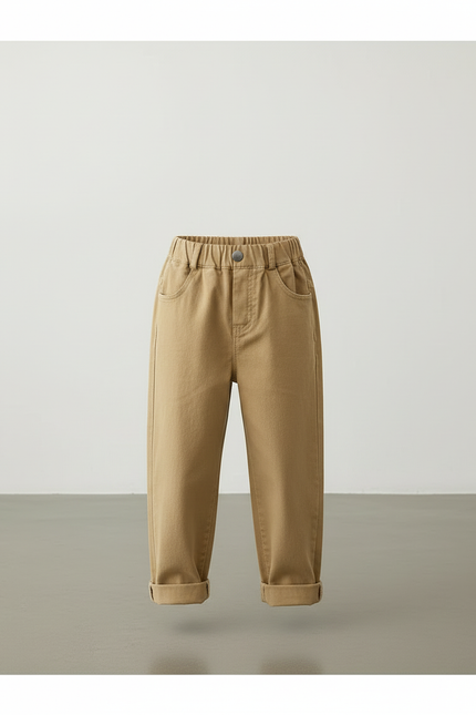 Pantalon Beige Coton Ample Décontracté Garçon - Camel - vue 3