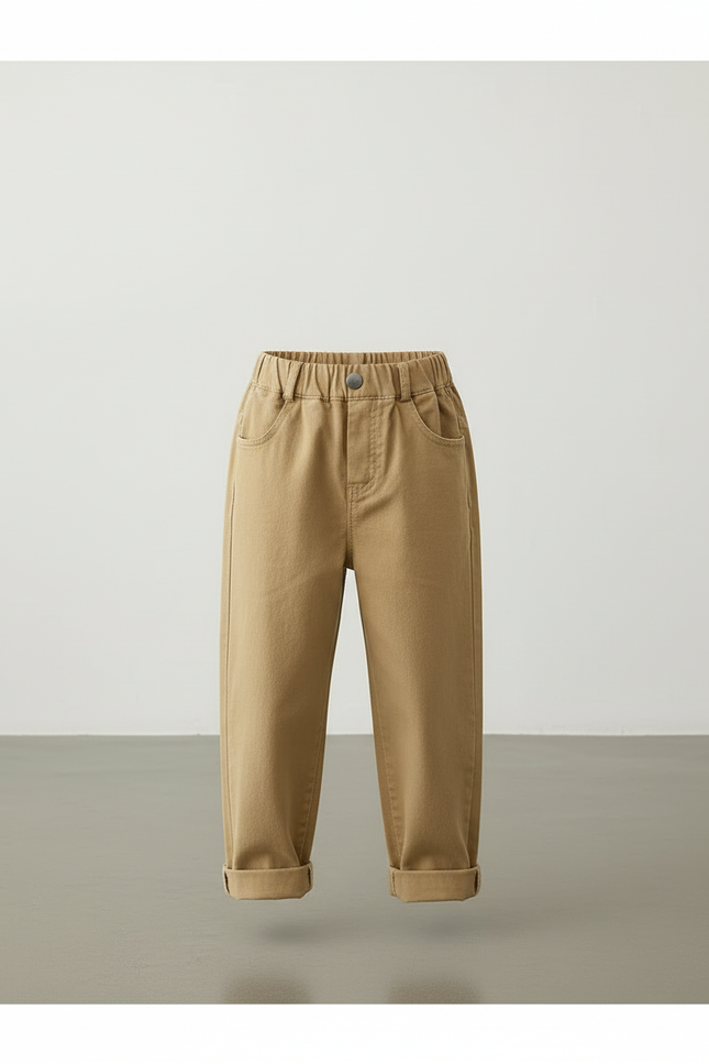 Pantalon Beige Coton Ample Décontracté Garçon - Camel - vue 3