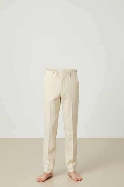 Pantalon Beige Droit Élégant Garçon Classique Cérémonie - Gabardine - vue 3