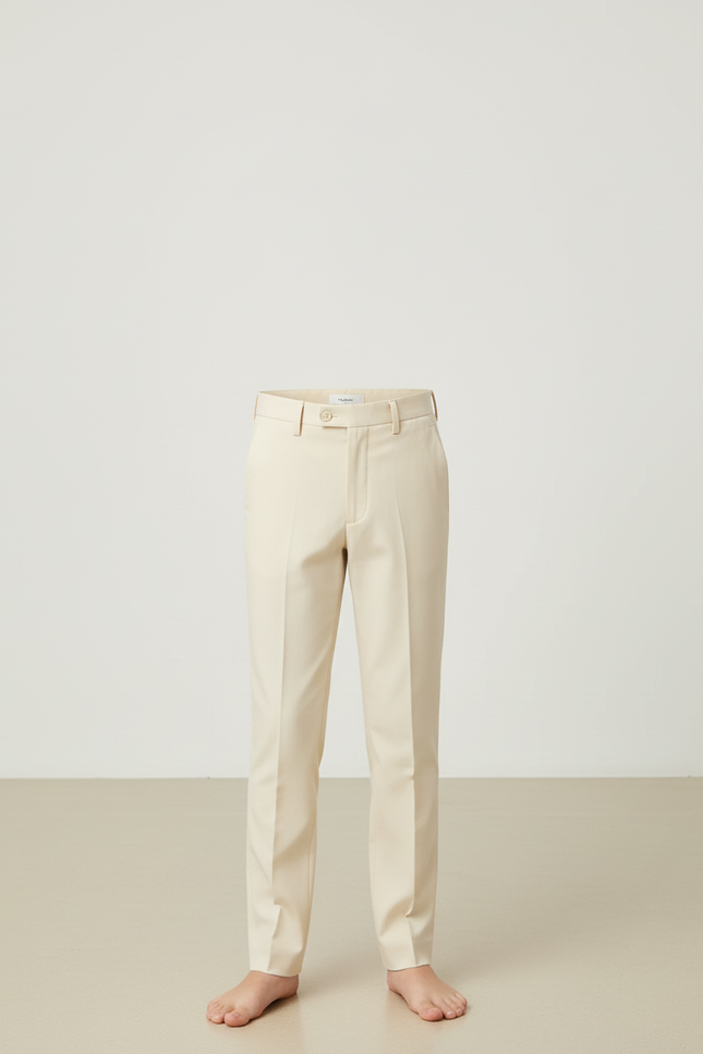 Pantalon Beige Droit Élégant Garçon Classique Cérémonie - Gabardine - vue 3