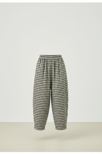 Pantalon Beige À Carreaux Ample Décontracté Enfant - Coton - vue 3