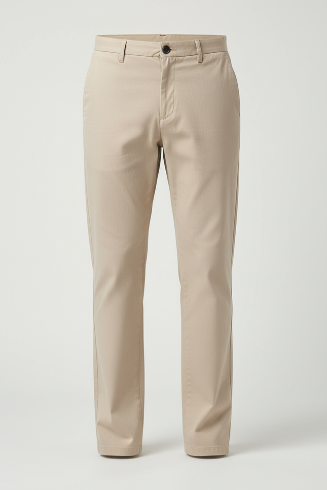 Pantalon Beige Homme Coton Droit Décontracté Extensible - vue 3