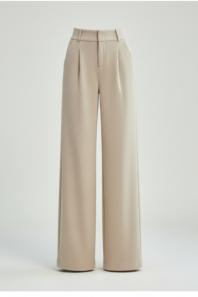 Pantalon Wide Leg Beige Femme - Laine - vue 3