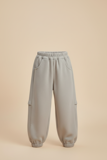 Pantalon Beige Molletonné Ample Garçon Élastique Confortable - Gris - vue 3
