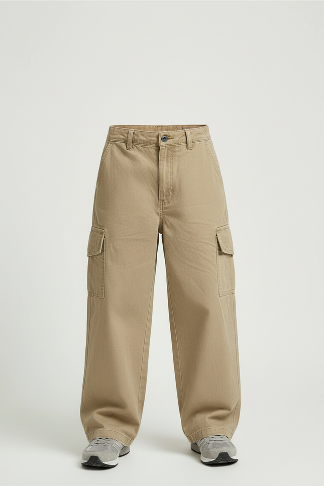 Pantalon Beige Cargo Ample Décontracté Garçon - Toile - vue 3
