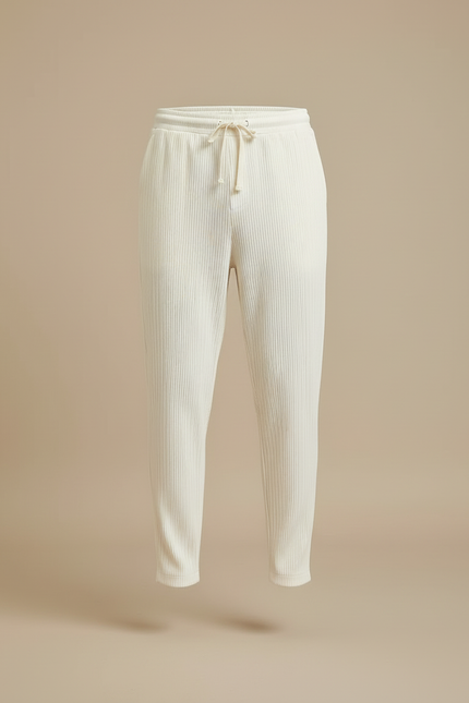 Pantalon Beige Plissé Droit Décontracté Côtelé Homme - Cordé - vue 3