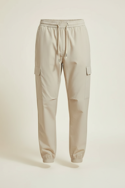 Pantalon Beige Cargo Léger Sport Jogger Cordon - Polyester - vue 3