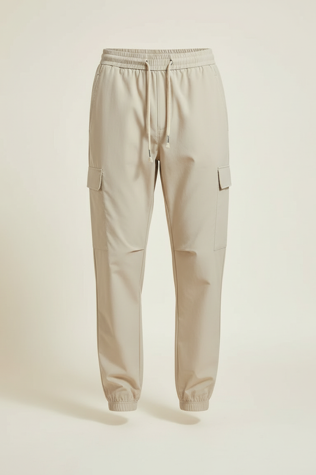 Pantalon Beige Cargo Léger Sport Jogger Cordon - Polyester - vue 3