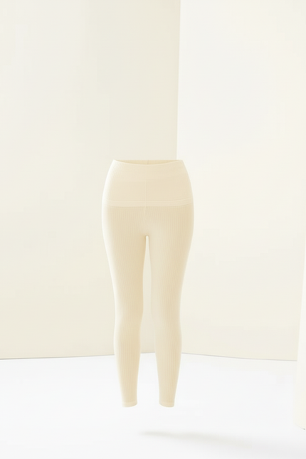 Pantalon Beige Côtelé Thermique Confortable Sans Couture - Maille - vue 3