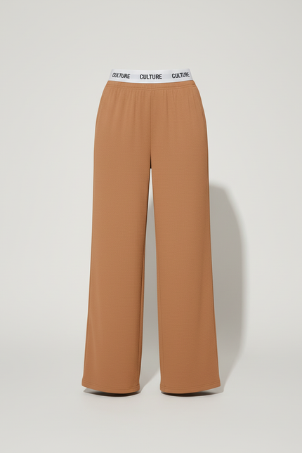 Pantalon Beige Ample Fluide Taille Haute Femme - Polyester - vue 3